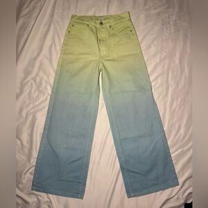 Urban Outfitters Ombre Wide Leg Pants - Lime and Sky Blue